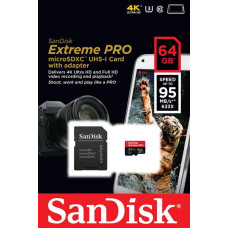  Карта памяти SanDisk 64GB microSDХC C10 UHS-I U3 R95/W90MB/s 4K Extreme Pro